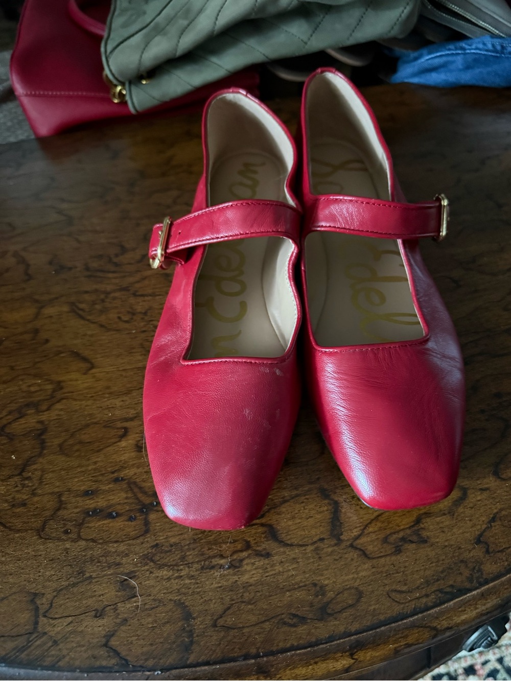 Sam Edelman Red Mary Jane Flats with Buckle
